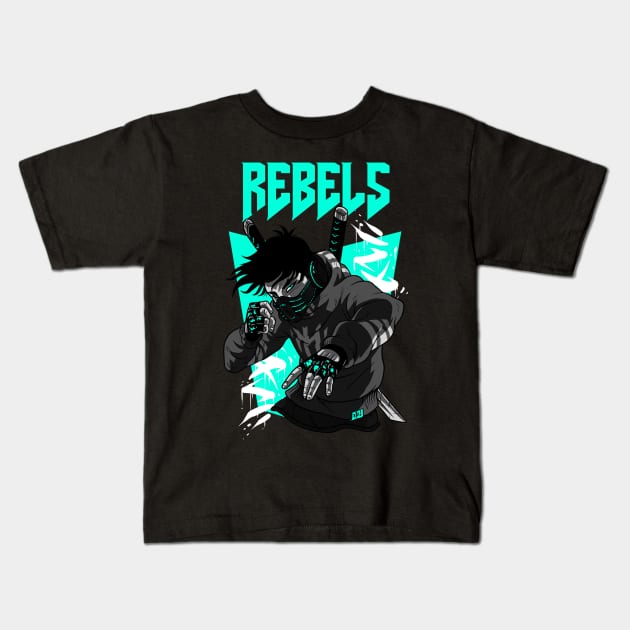 Ninja Warrior Rebels Kids T-Shirt by SweetMay